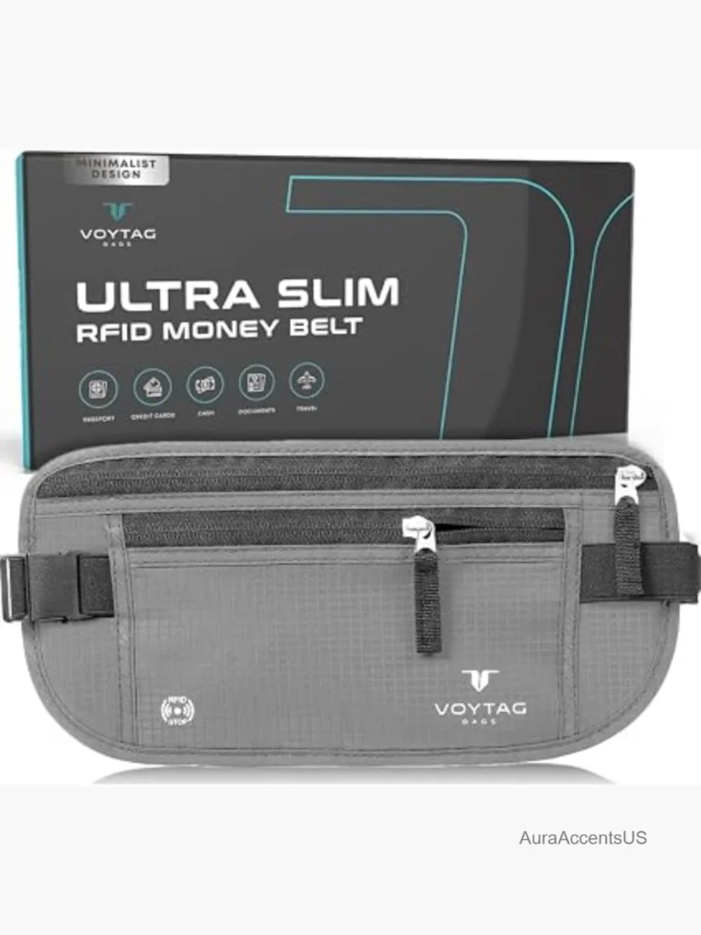 RFID Blocking Travel Money Belt & Passport Holder Slim Fanny Pack Secure Pouch